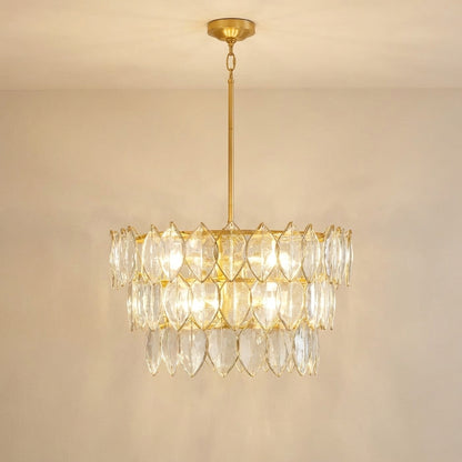 Amira 30-Inch 8-Light LED Chandelier Distressed Brass