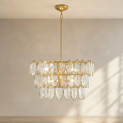 Amira 30-Inch 8-Light LED Chandelier Distressed Brass