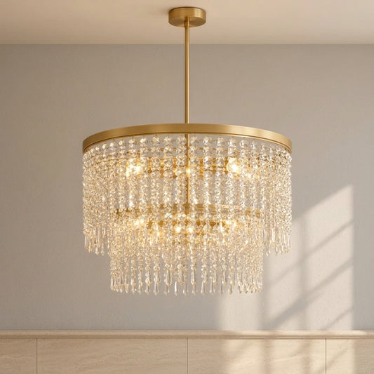 Rubina 30-Inch 12-Light LED Chandelier Burnished Gold