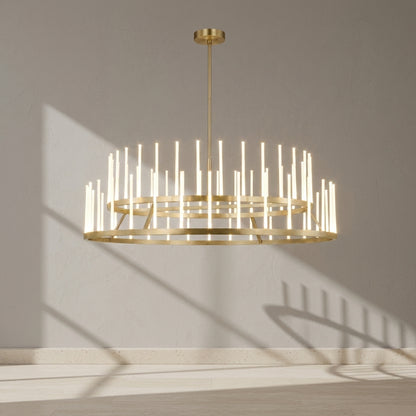 Sagrada 60-Inch 64-Light Two-Tier LED Chandelier Brass by Sean Lavin